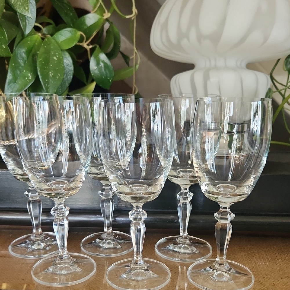 Bohemian Crystal Wine Glass Set of Six